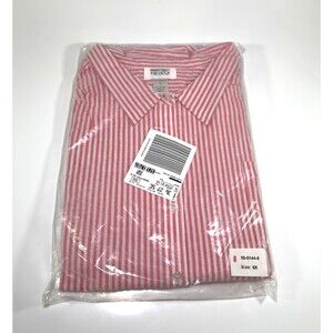 Mainstreet Blues Shirt Womens 5X Coral White Button Up Striped VTG Sealed NWT